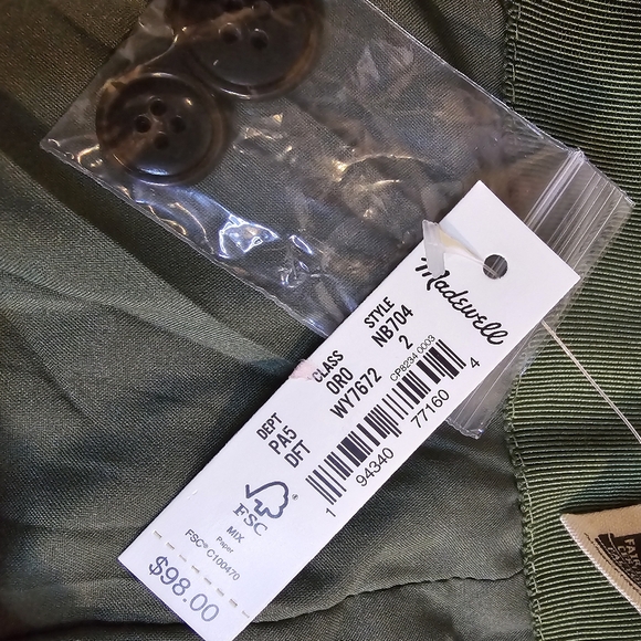 Madewell Herringbone Wool Button-front Mini Skirt Size 2 Green NWT - Picture 3 of 12